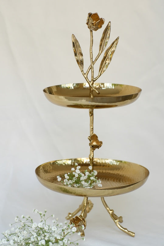 2 tier gold dessert stand