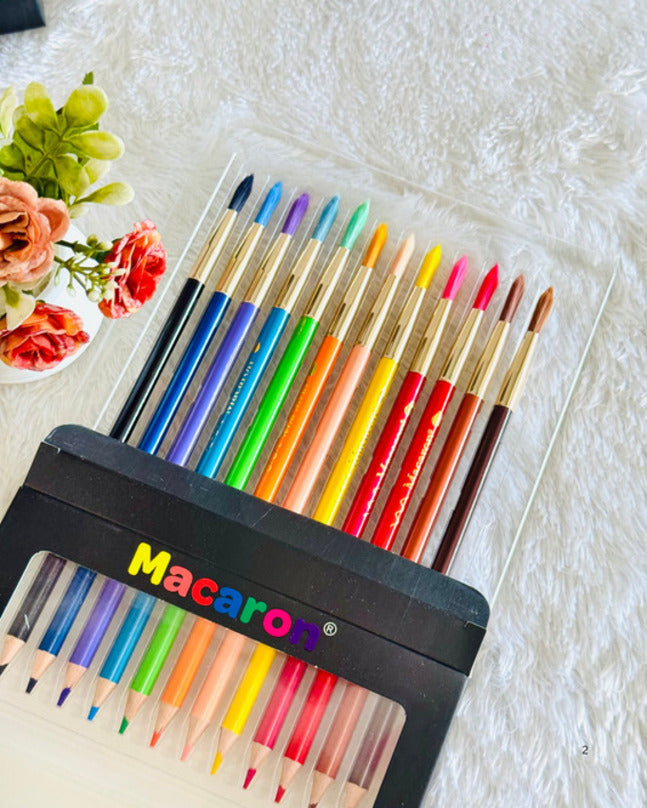 Macaron 2-in-1 Watercolor Pencil Set | 12 Color Brush Pencils for Kids & Artists