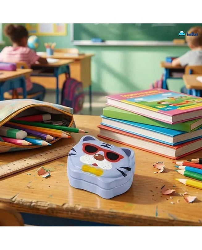 FunBlast Cat Metal Pencil Sharpener | 2-Hole Animal Sharpener for Kids
