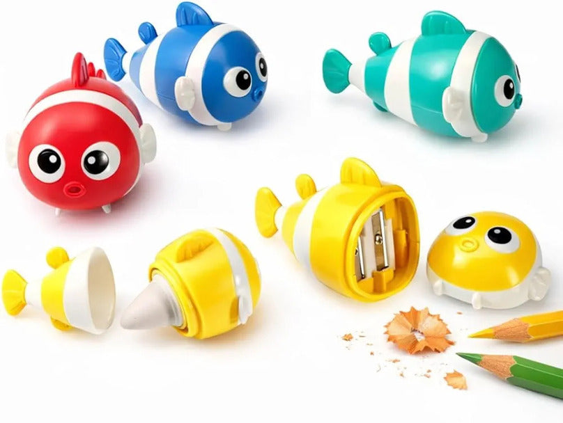 Fish Sharpener & Eraser Set | 3-in-1 Cartoon Stationery Kit for Kids