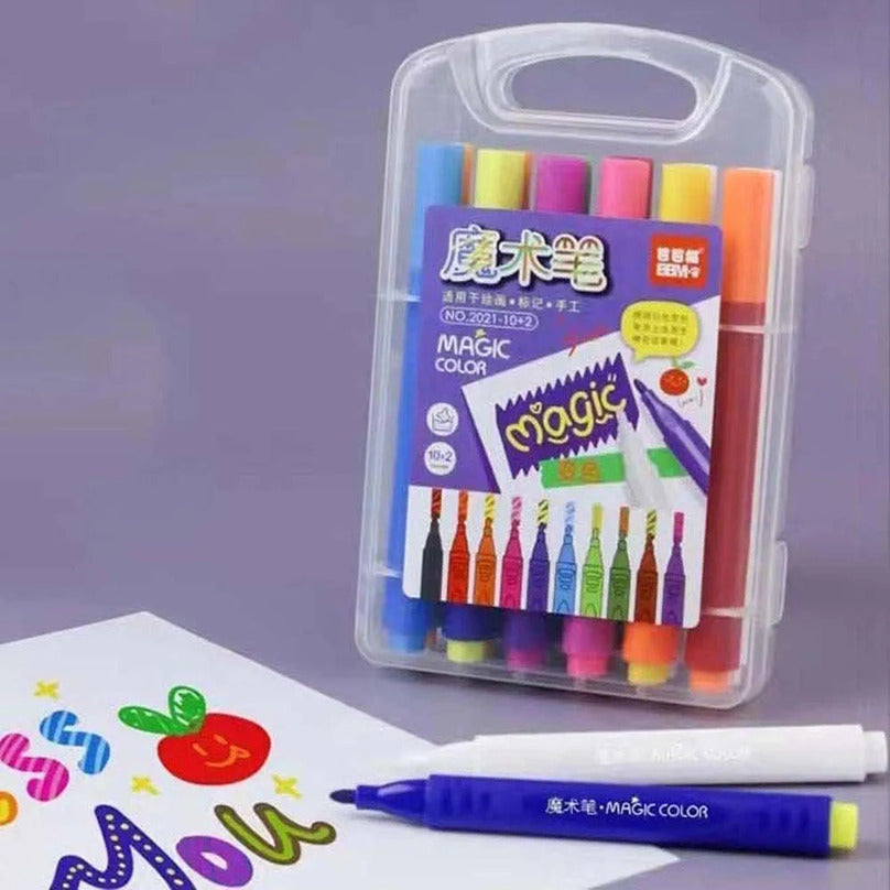Kreative Kraft Magic Color Changing Marker Set | 12 Piece Magic Sketch Pens for Kids