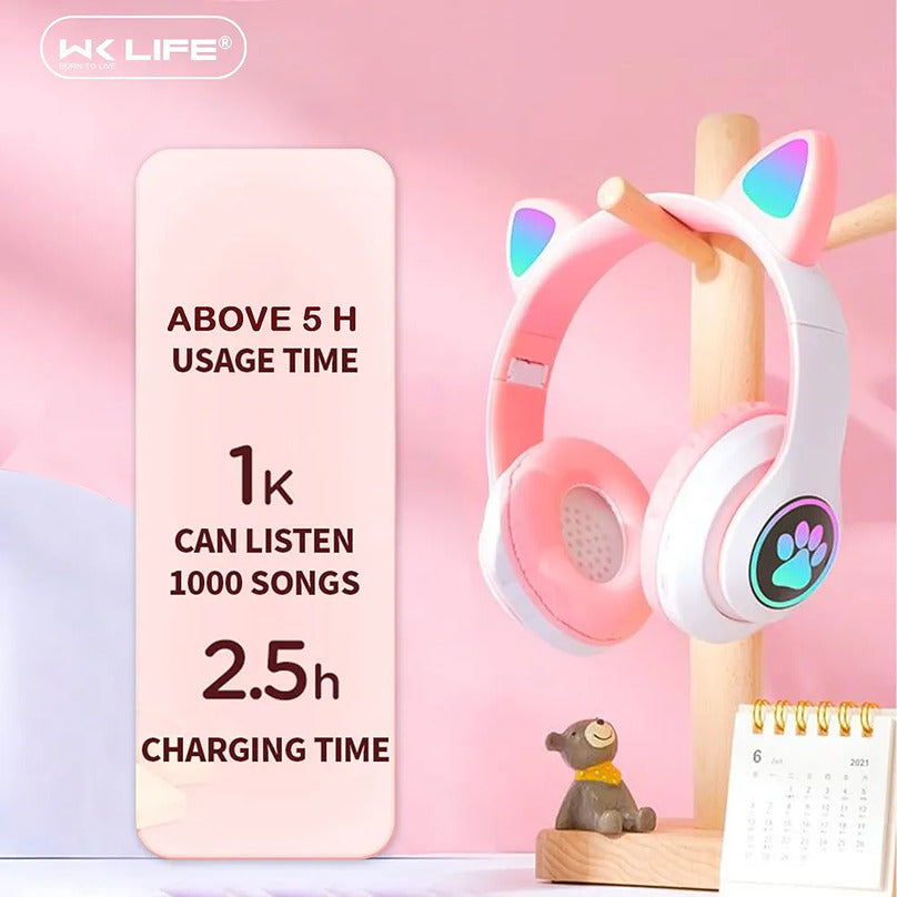 RGB Cat Bluetooth Headphones | Wireless Kids Headset | LED Light-Up Design