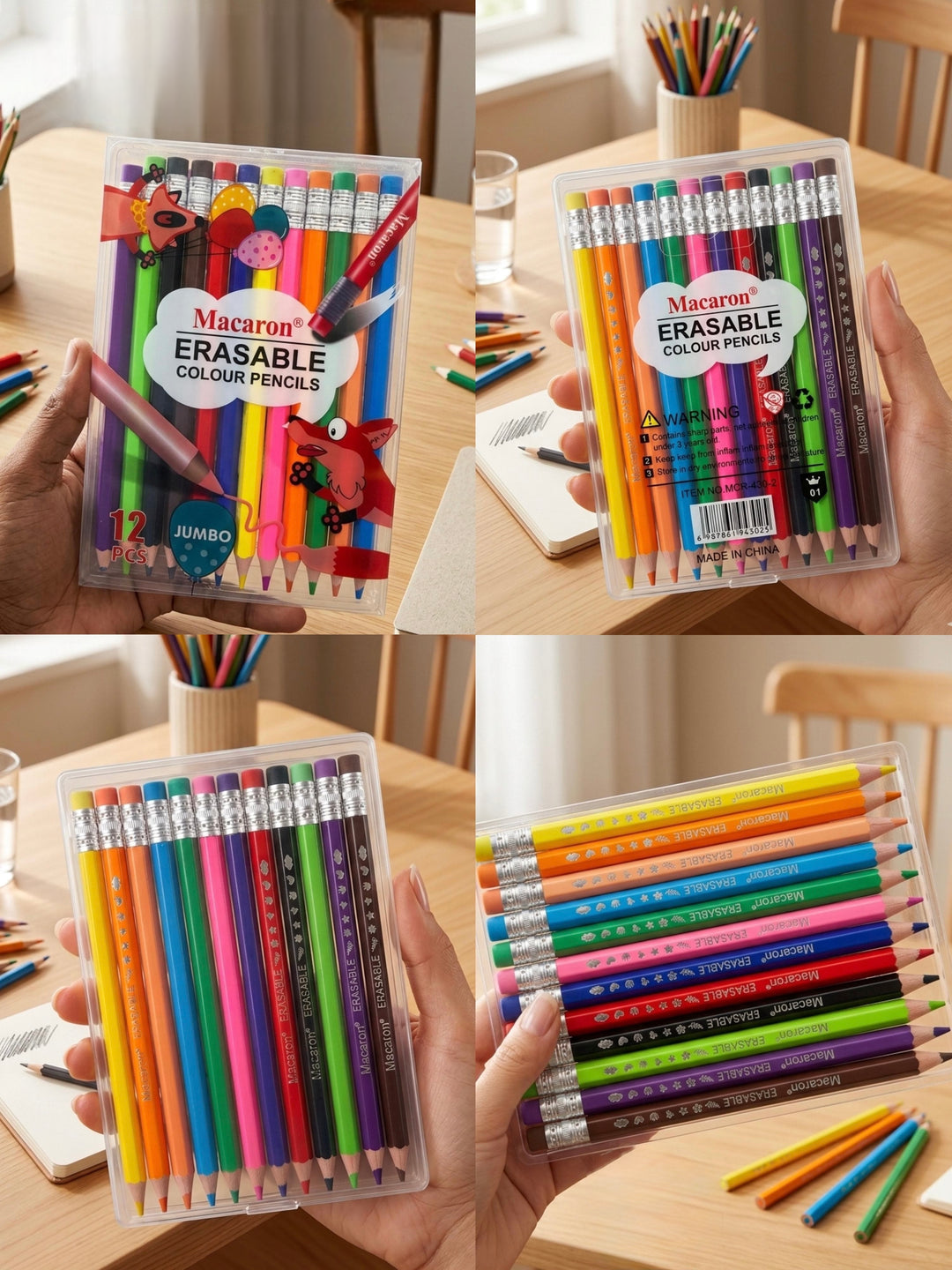 Macaron Erasable Colour Pencils | Reusable Coloring Pencil Set for Kids