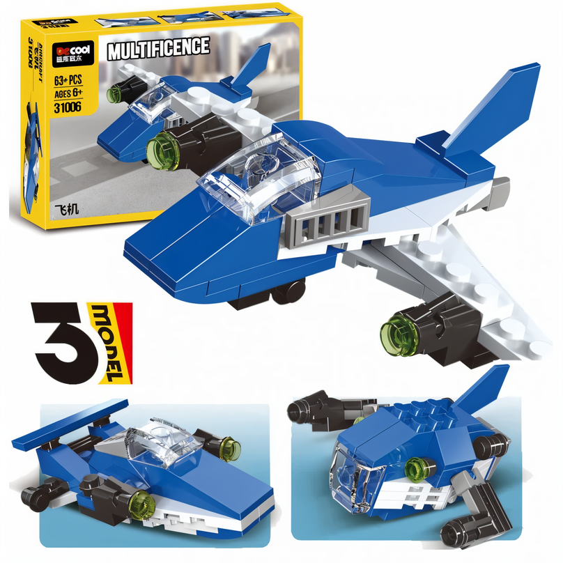 Aircraft Blue Building Blocks | STEM Airplane Toy for Kids