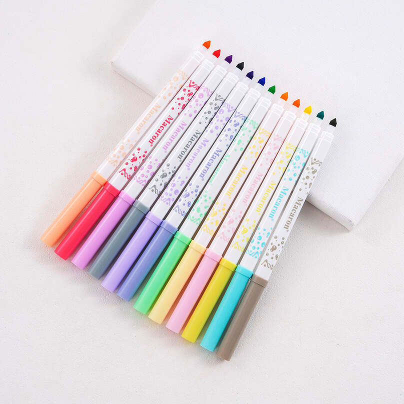 Macaron Pastel Markers Set | 12 Color Washable Bullet Tip Markers for Kids