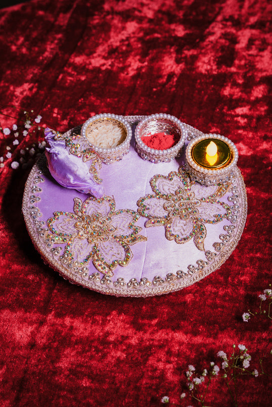 Lavender Velvet Pooja Thali