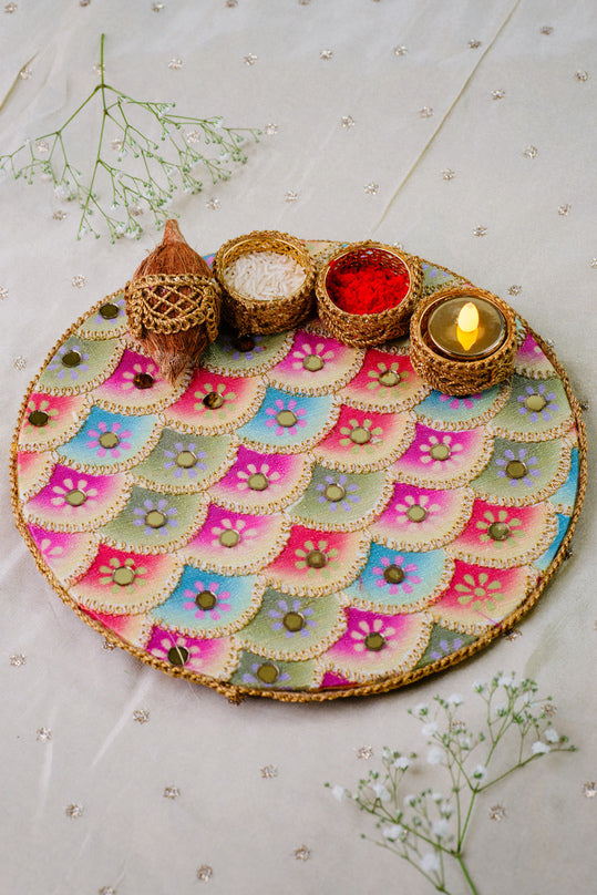 Multicolour Pooja Thali