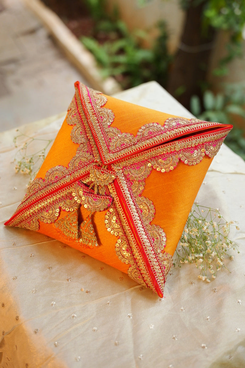 Yellow Raw Silk Cane Box