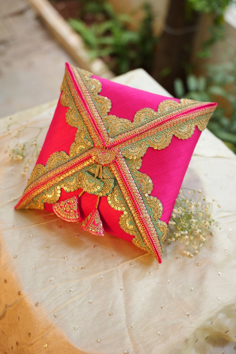 Pink Raw Silk Cane Box