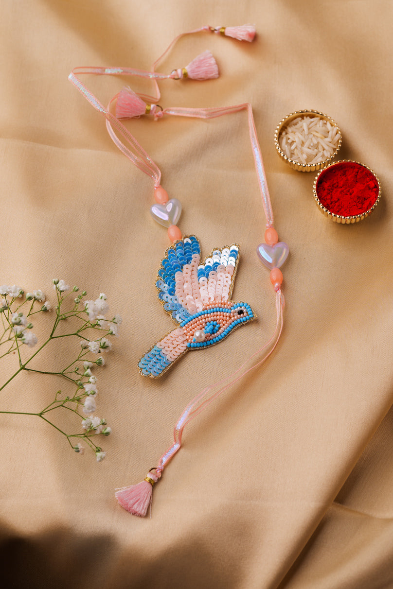 Couple Rakhi Set | Bhaiya Bhabhi Rakhi Set | Bird Heart Theme