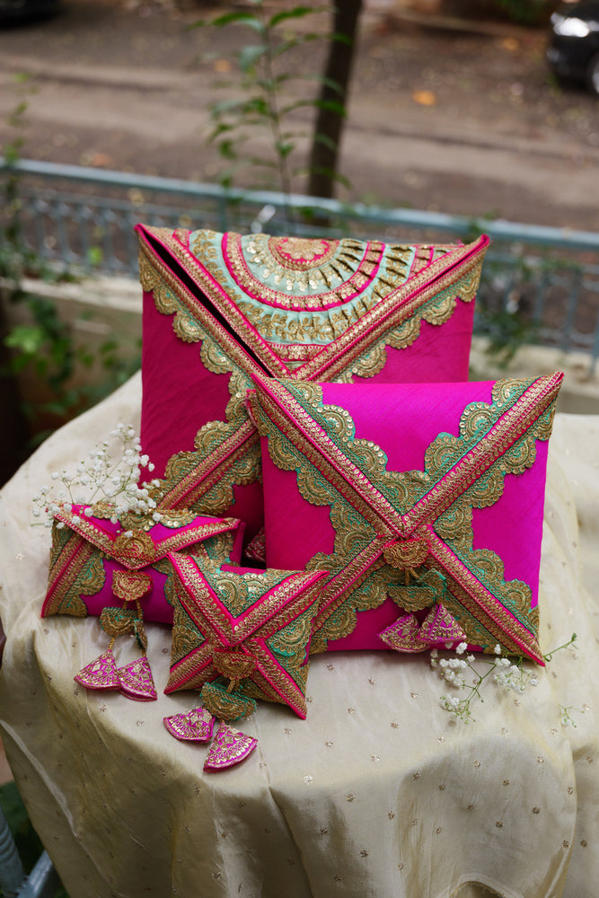 Pink Raw Silk Cane Saree Cover