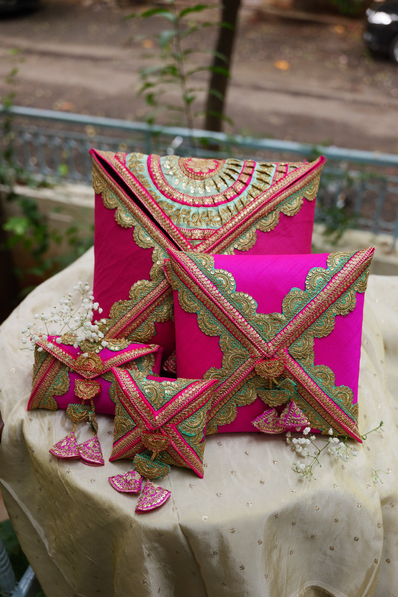 Pink Raw Silk Cane Saree Cover