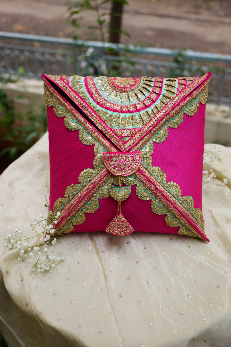 Pink Raw Silk Cane Saree Cover