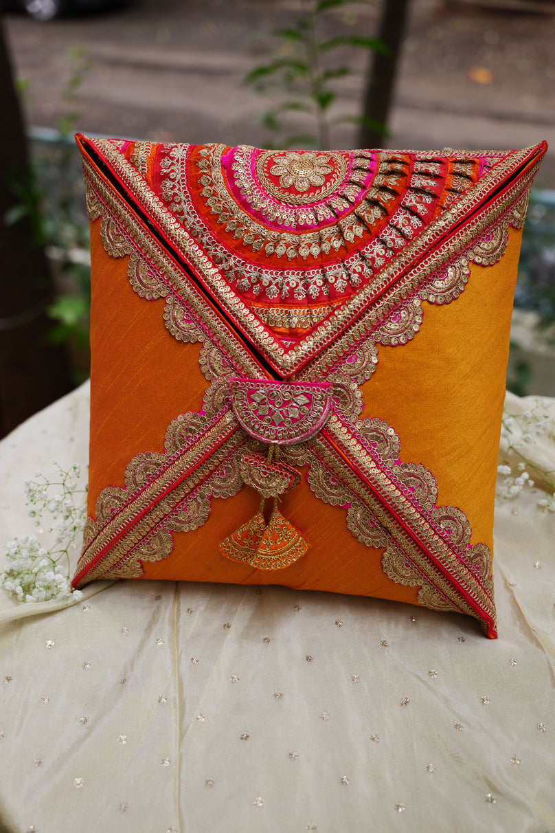 Yellow Raw Silk Cane Saree Cover