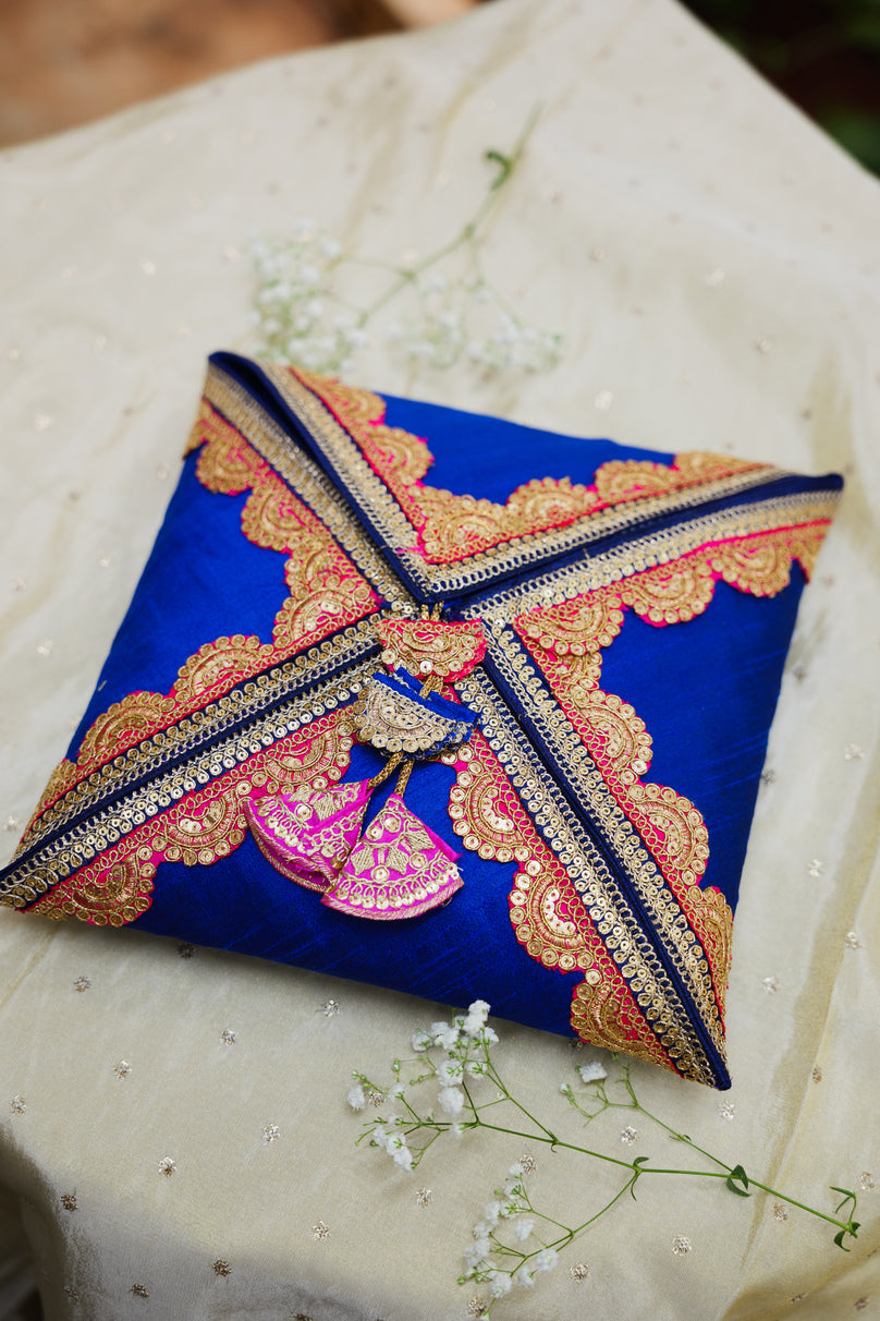 Blue Raw Silk Cane Box