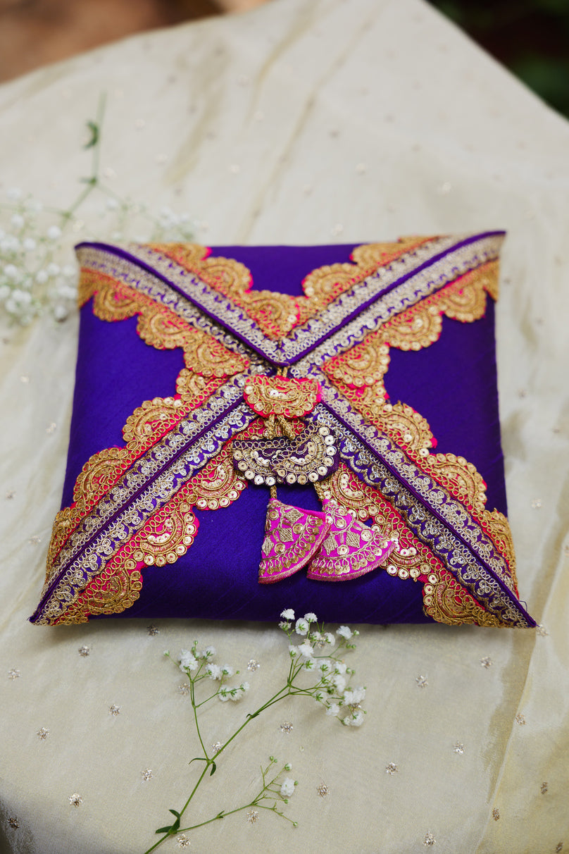Purple Raw Silk Cane Box