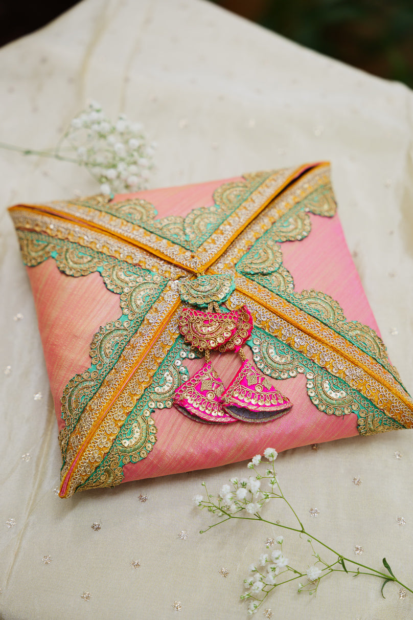 Dusty Rose Pink Raw Silk Cane Box