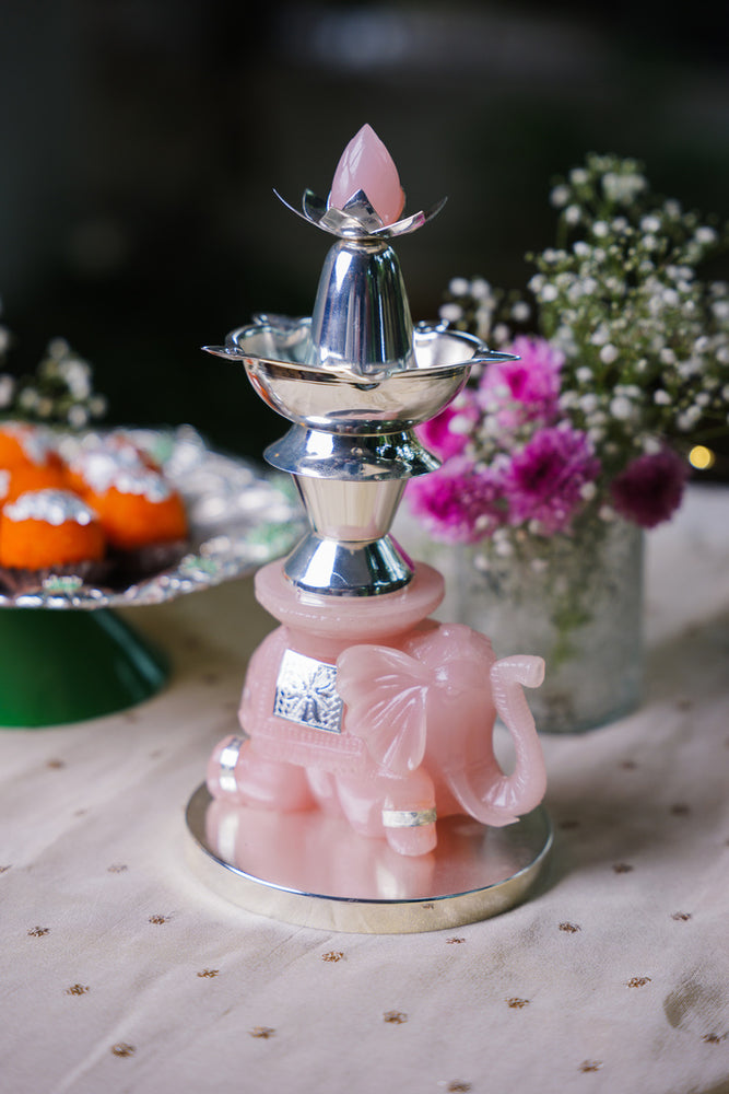 Gajraj Panchdeep Silver-Plated Diya Stand