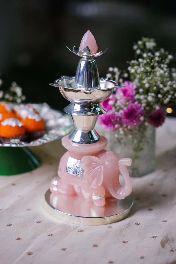 Gajraj Panchdeep Silver-Plated Diya Stand