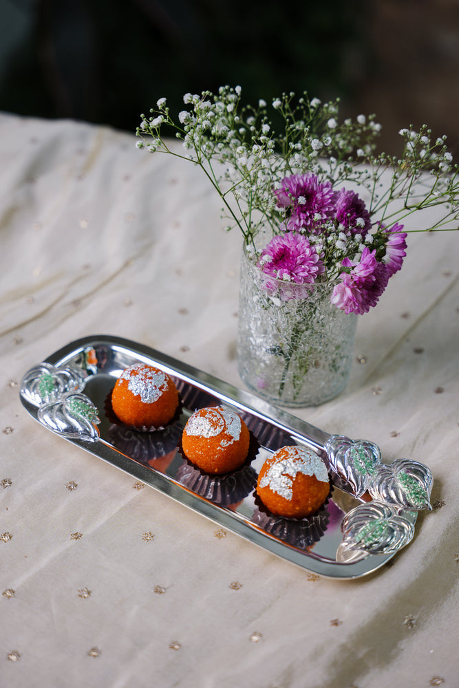 Peacock Motif Silver-Plated Serving Platter