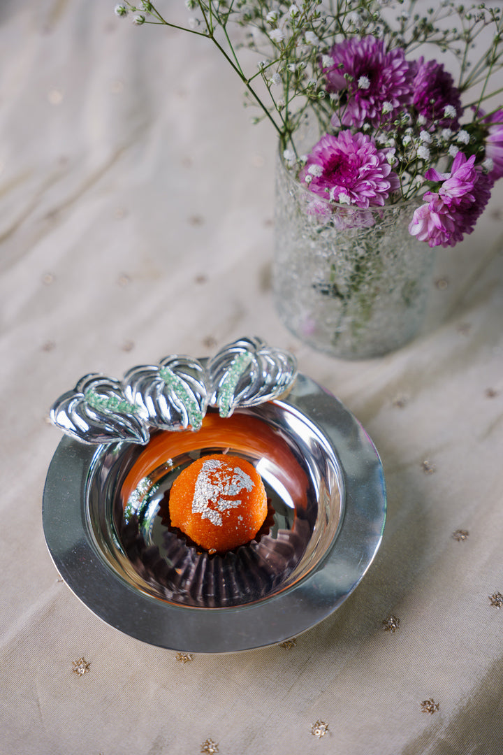Peacock Motif Silver-Plated Serving Bowl