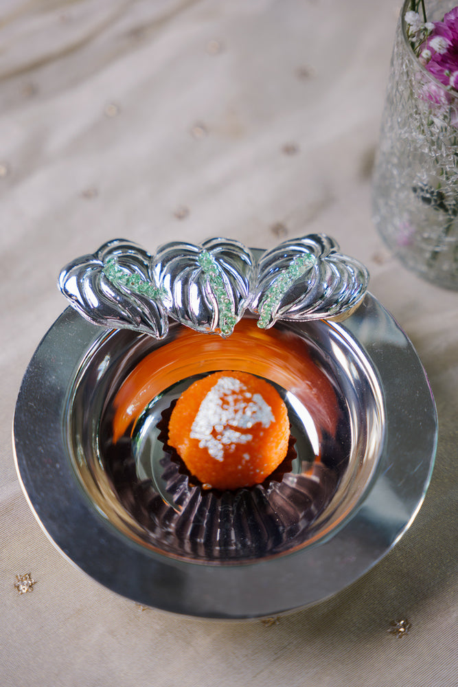 Peacock Motif Silver-Plated Serving Bowl
