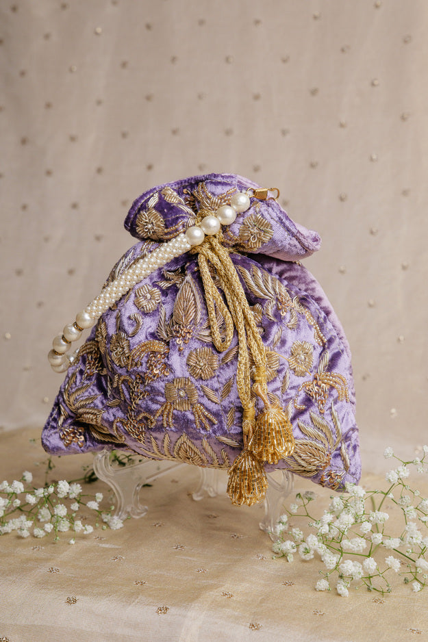 Luxury Lavender Bridal Potli Bag | Premium Wedding & Festive Gift Bag