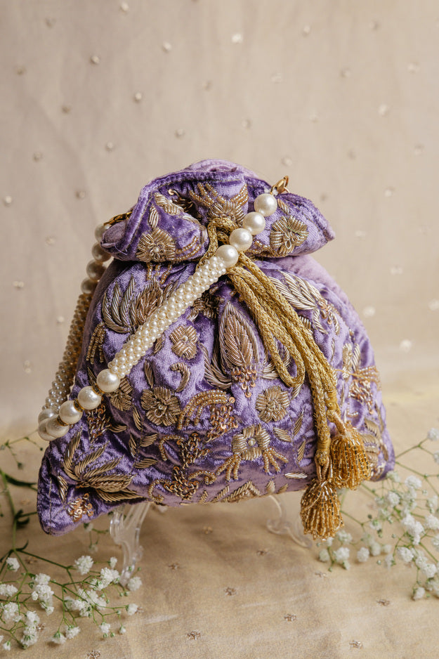 Luxury Lavender Bridal Potli Bag | Premium Wedding & Festive Gift Bag