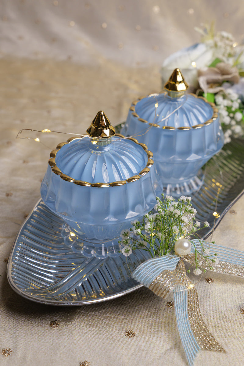 Blue Decorative Hamper | Floral Decor Glass Jar Gift Hamper