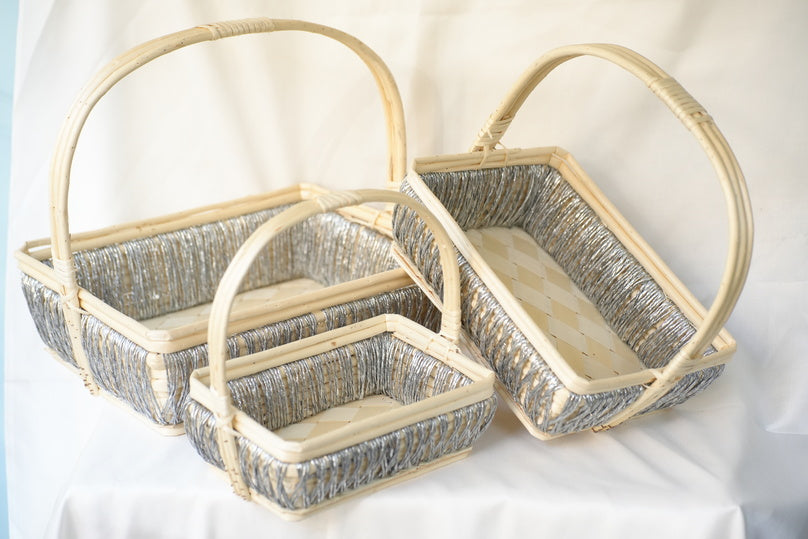 
                      
                        Rectangle Cane Silver Basket 
                      
                    