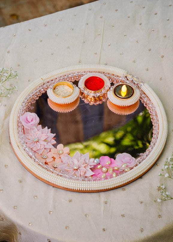 Rose Gold Round Pooja Thali