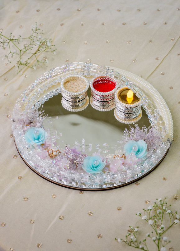 Silver  Basket Pooja Thali