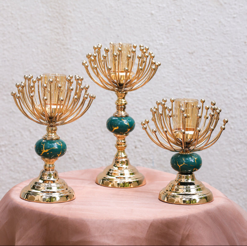 Gold floral candle holder