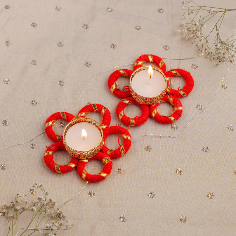 Bandhani Decorative Tealight Diyas
