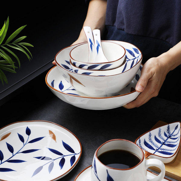 Blue Leaf Ceramic Spoon