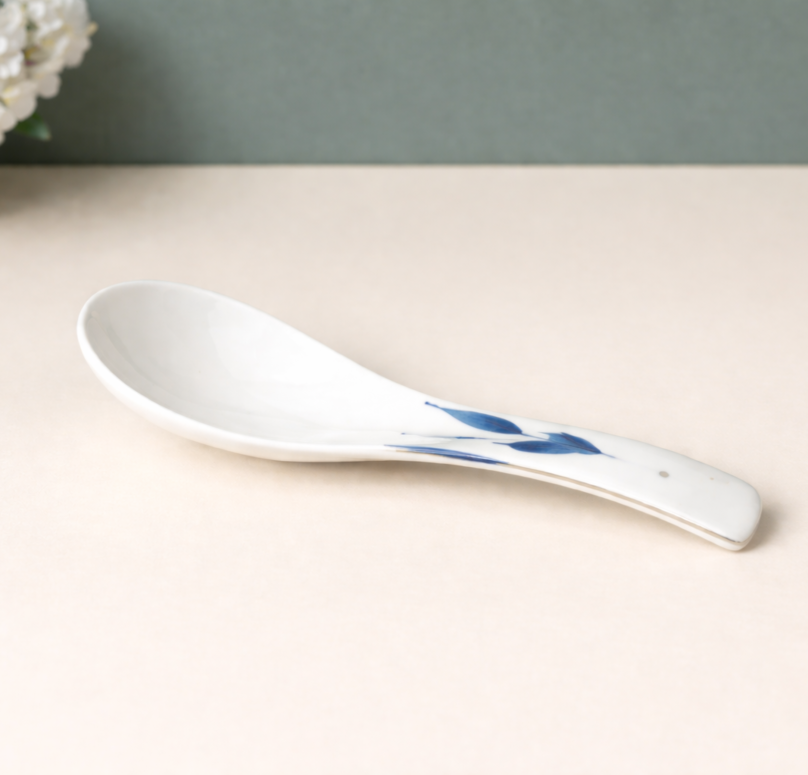 Blue Leaf Ceramic Spoon