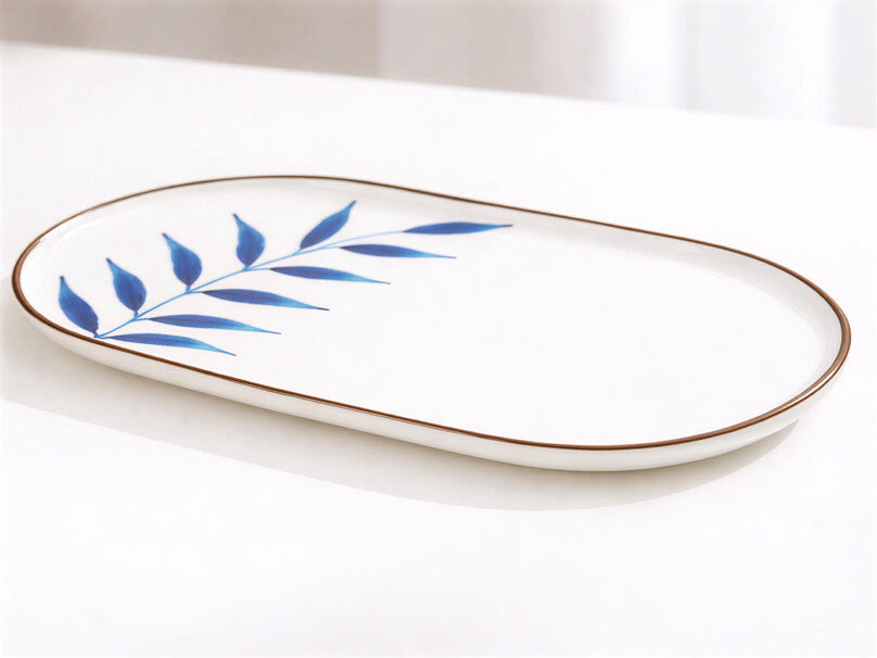 Blue Leaf Serving Plate