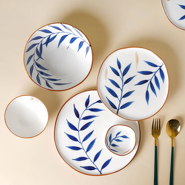 Botanical blue leaf pattern aesthetic kitchenware collection