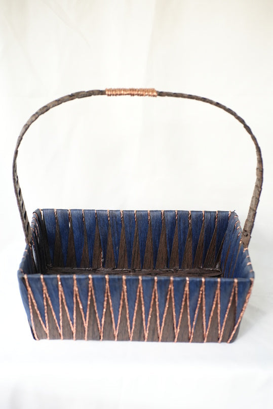 Cane Blue Reactangular Basket 