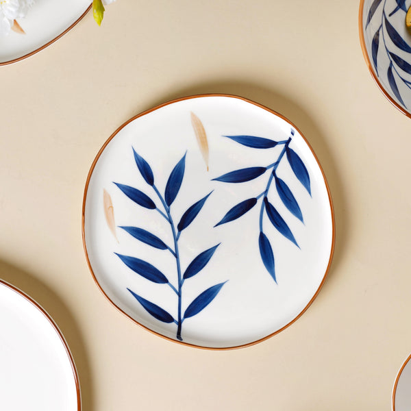 Ceramic oval platter with botanical design