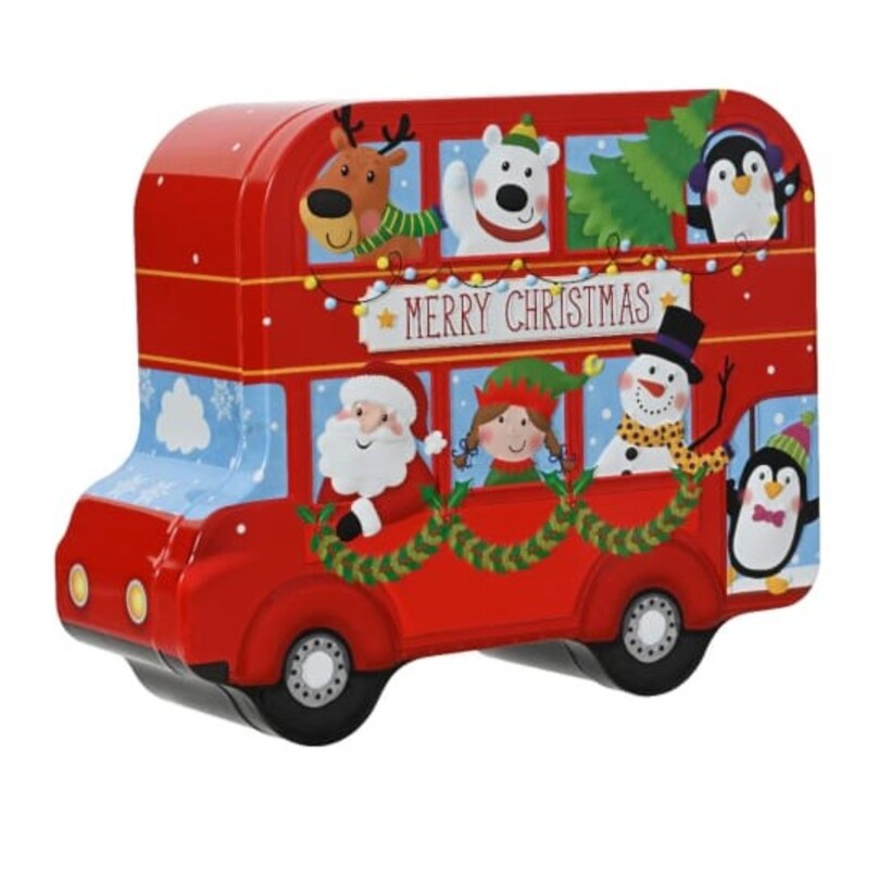 Christmas Bus with Characters Storage Tin
