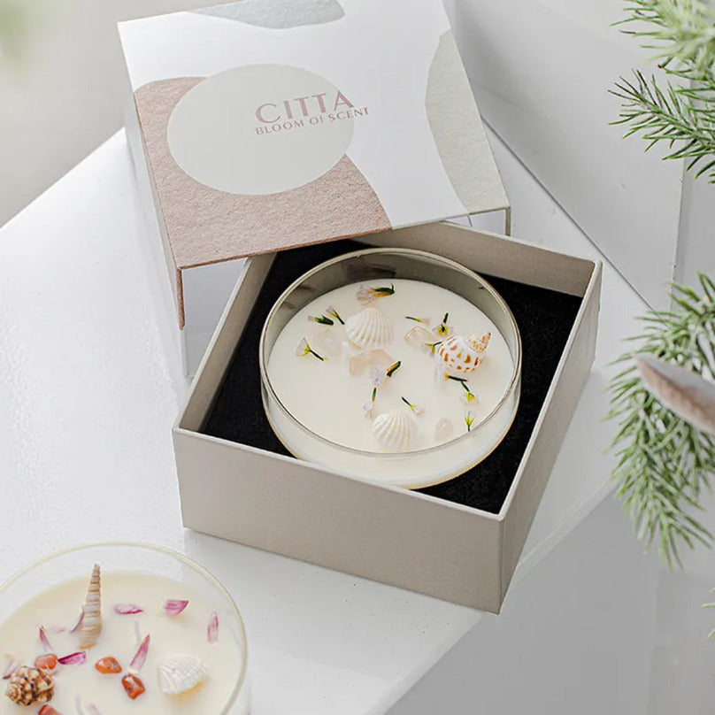 Coastal shell decorative candle