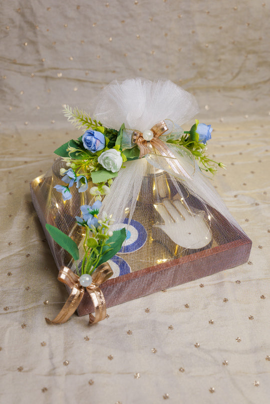Diwali corporate gift hamper with evil eye decoration