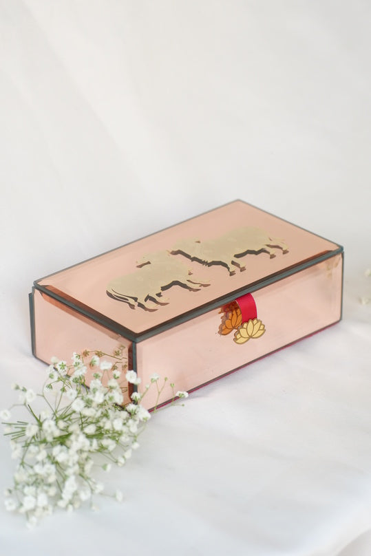 Cow lotus glass cash box for gifting