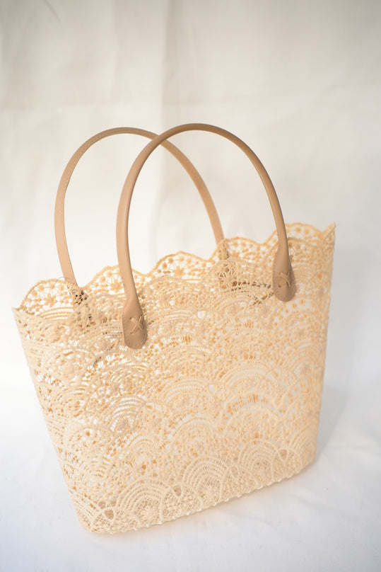 Cream Basket Bag