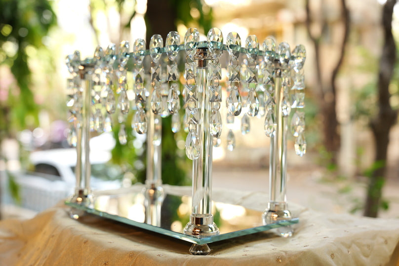 Crystal Beaded Open Cake Platter Stand