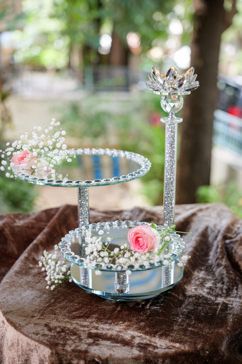 Crystal Lotus 2-Tier Display Stand
