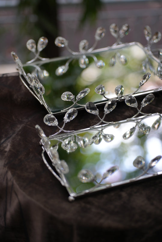 
                      
                        Crystal Rectangular Mirrored Tray with Handled
                      
                    