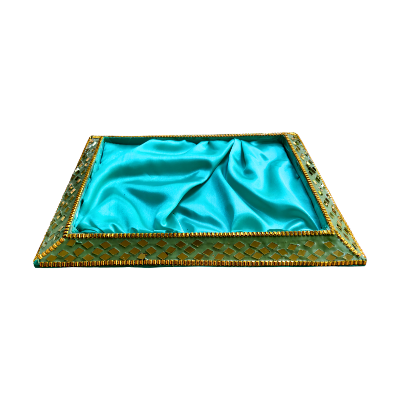 Crystal Satin Rectangle Tray Blue