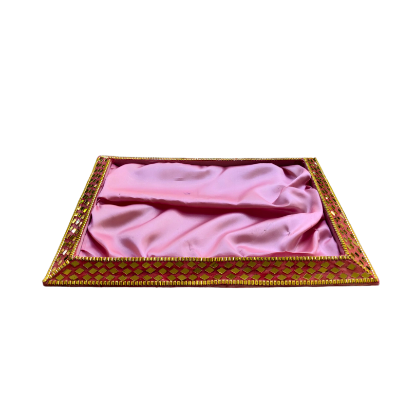 Crystal Satin Rectangle Tray Pink